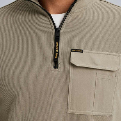 Trui sweat met borstzak - beige