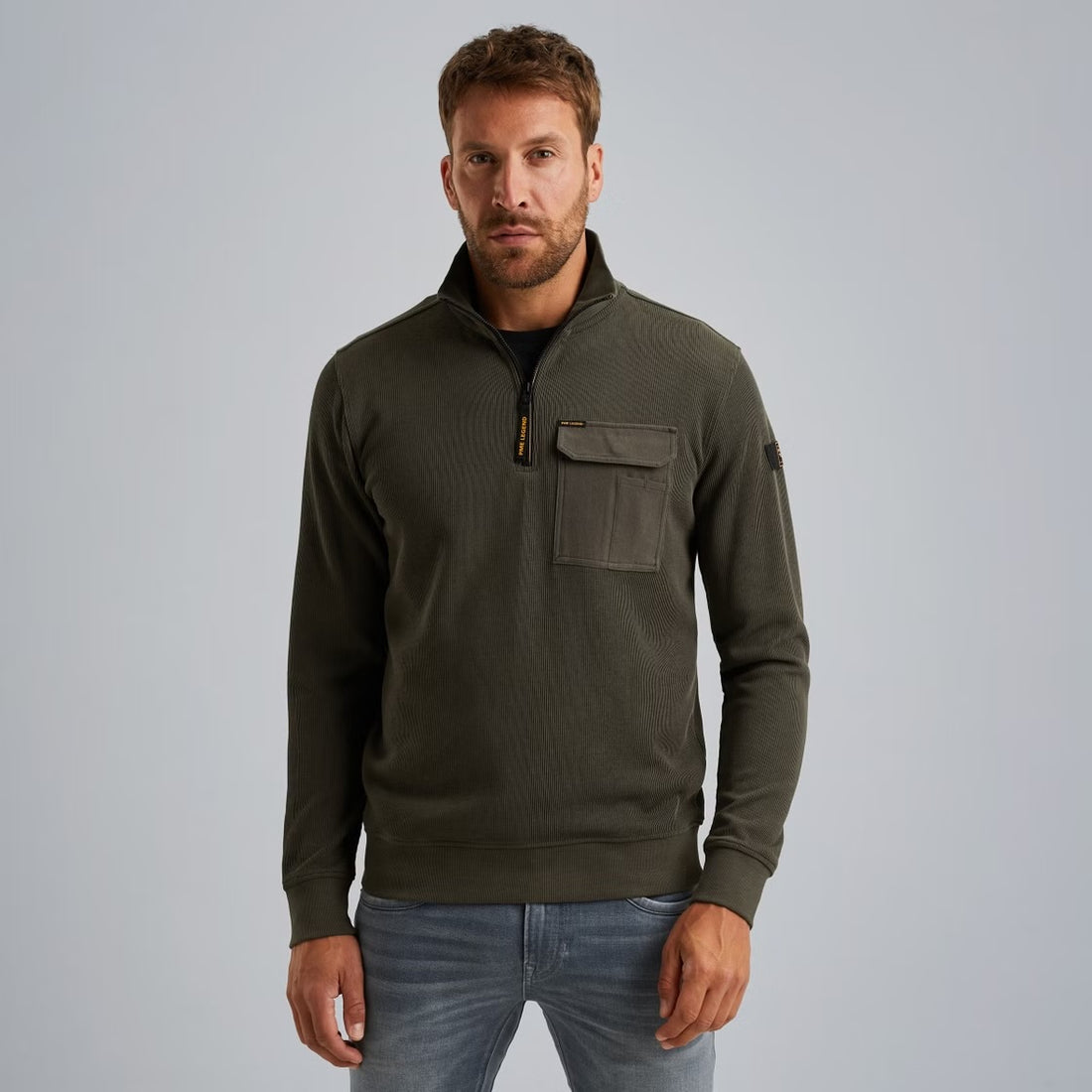 Trui sweat met borstzak - groen