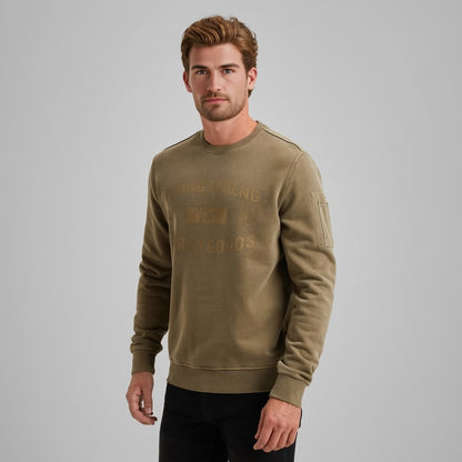 Trui sweat met artwork - khaki