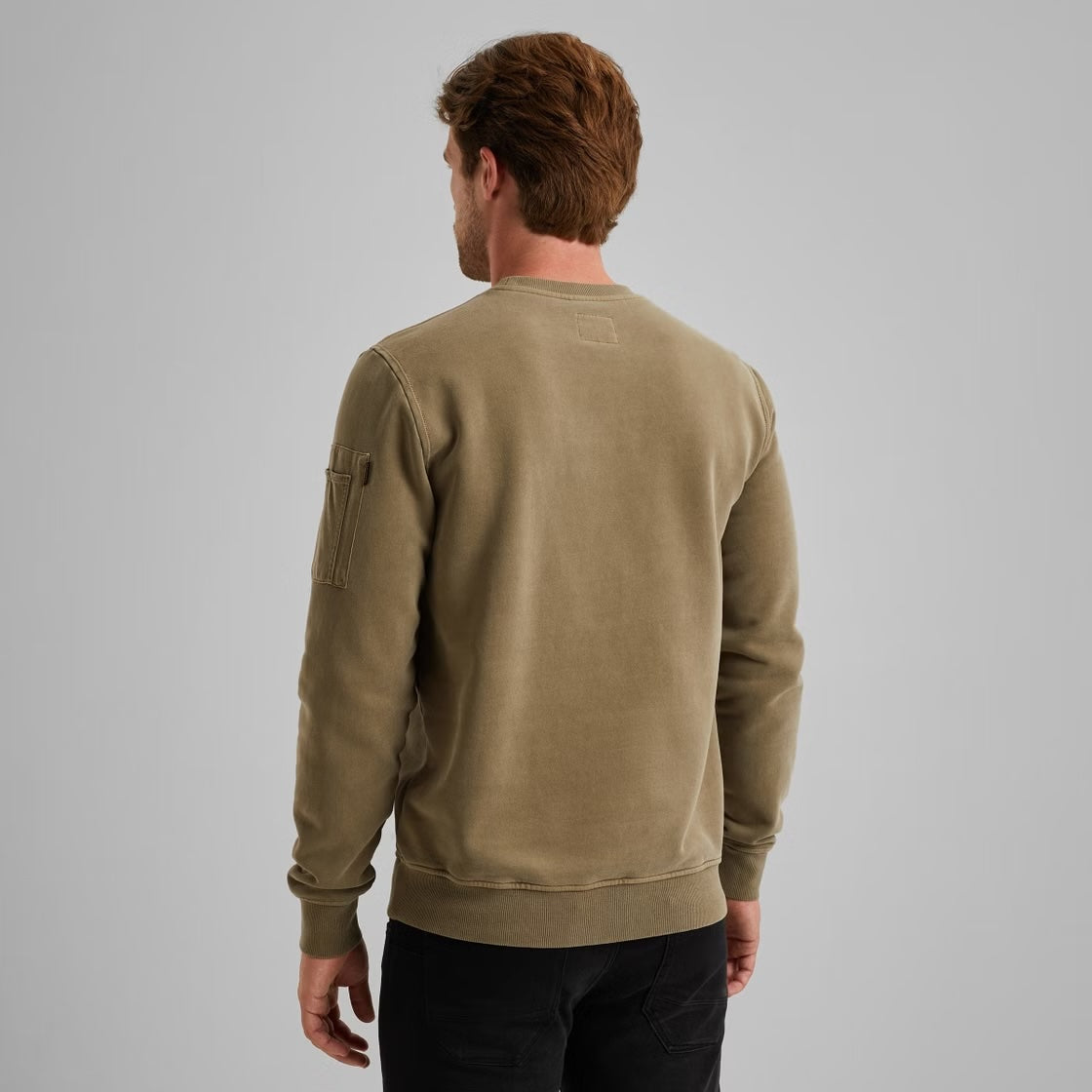 Trui sweat met artwork - khaki