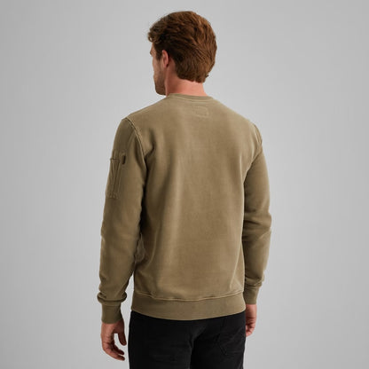 Trui sweat met artwork - khaki