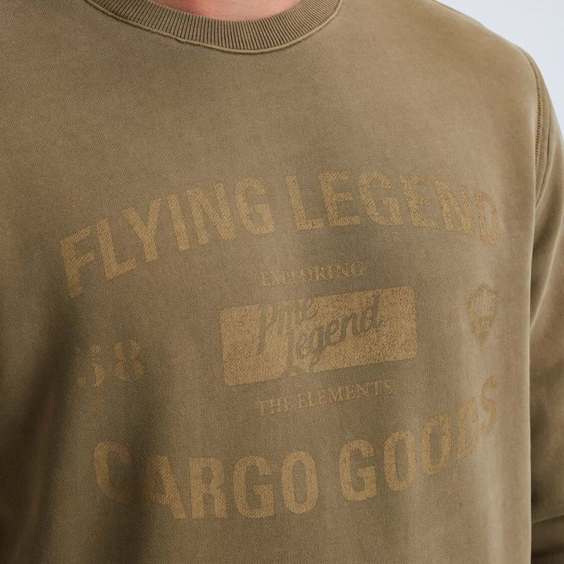 Trui sweat met artwork - khaki