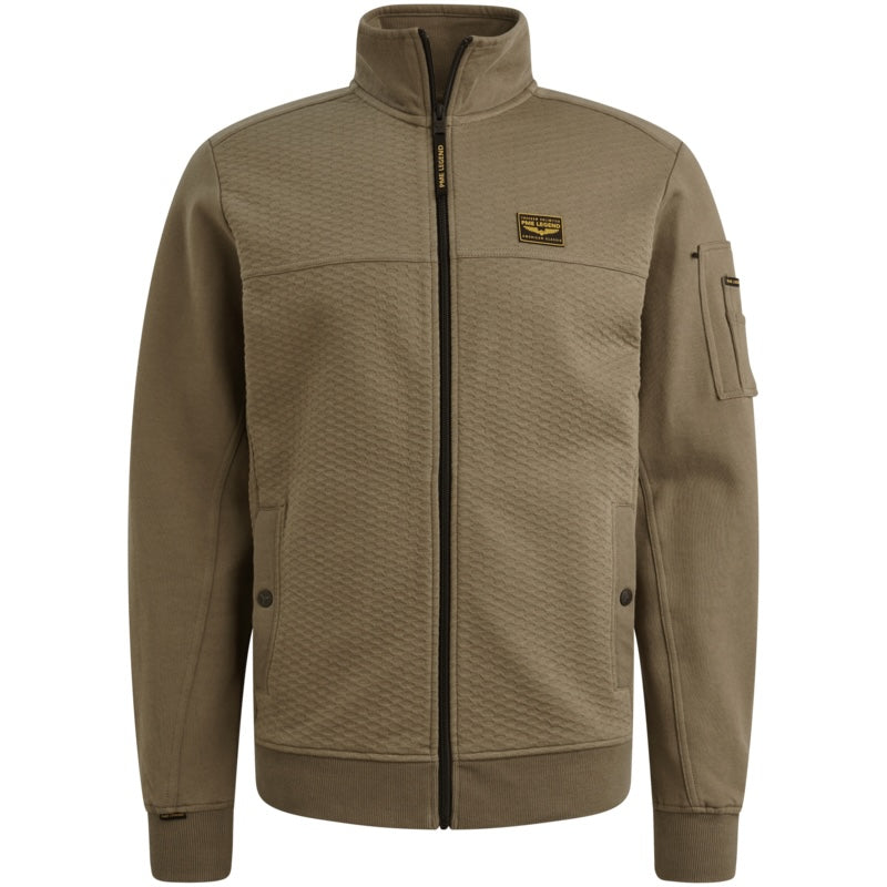 Vest sweat met rits en zakken - khaki