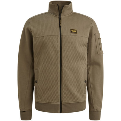 Vest sweat met rits en zakken - khaki