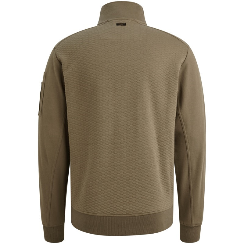 Vest sweat met rits en zakken - khaki