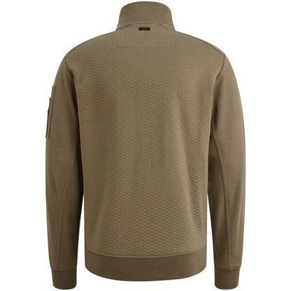 Vest sweat met rits en zakken - khaki