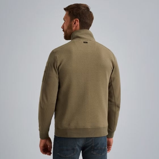 Vest sweat met rits en zakken - khaki