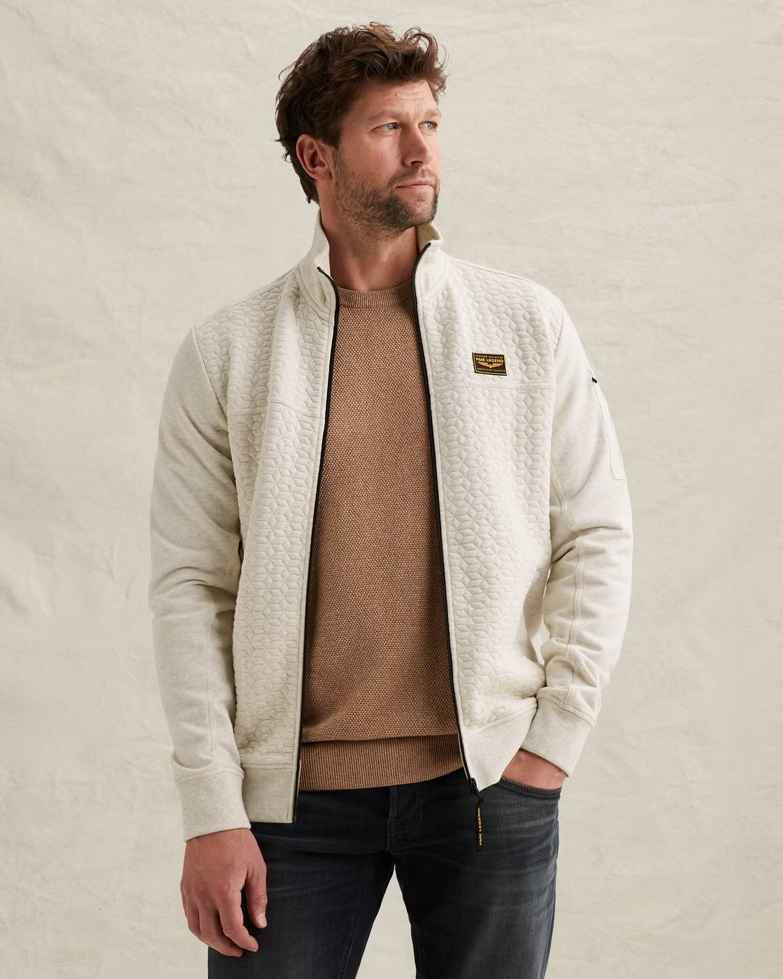 Vest sweat met flight pocket - lichtgrijs