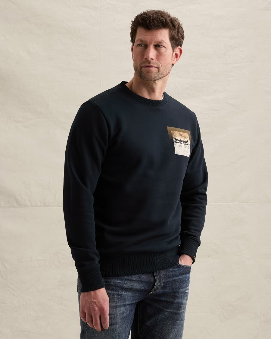 Sweater ronde hals met artwork - blauw