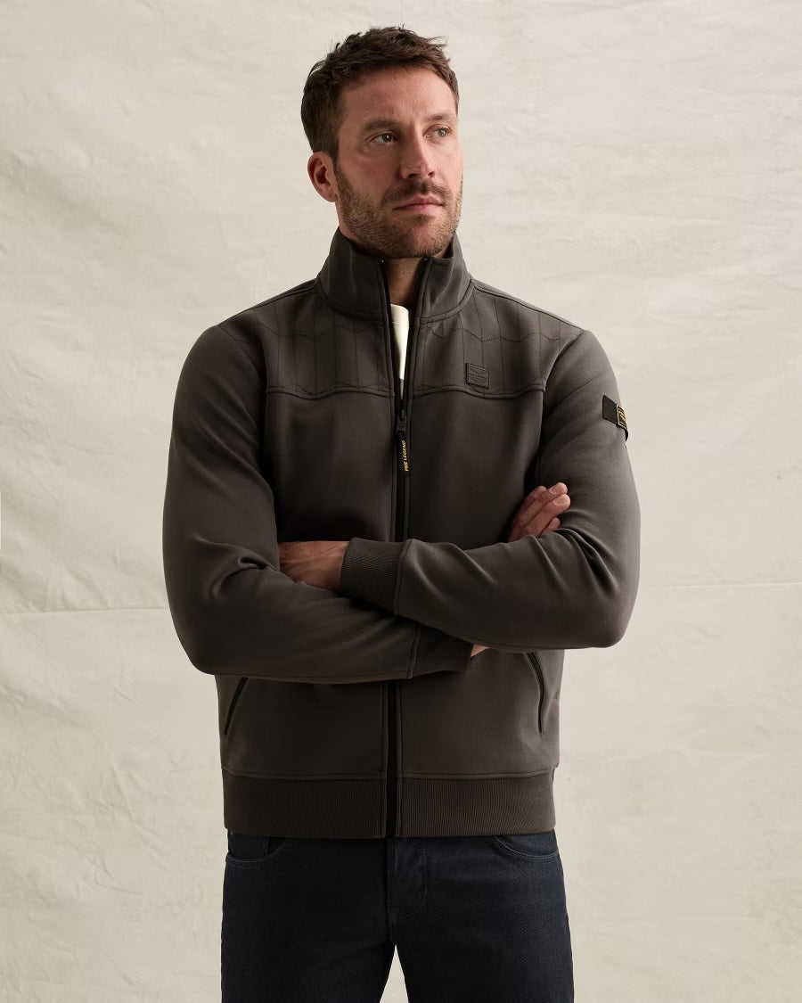 Vest sweat met rits - beluga