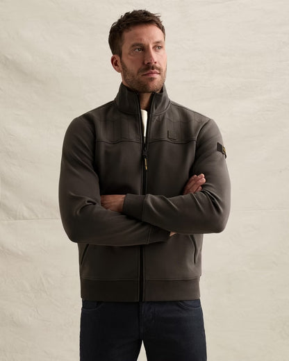 Vest sweat met rits - beluga
