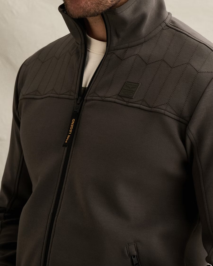 Vest sweat met rits - beluga