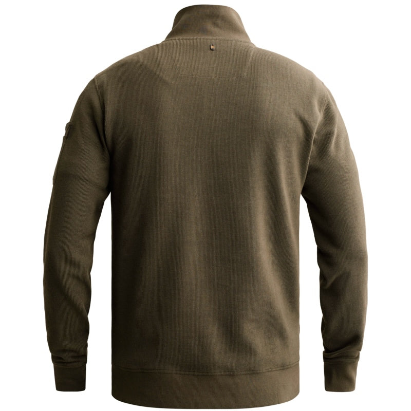 Sweater halve rits met flight pocket - beluga