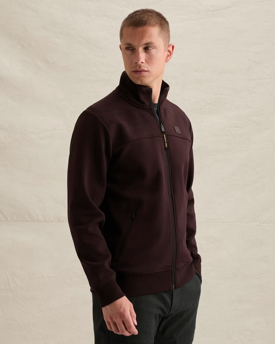 Vest sweat met rits - aubergine