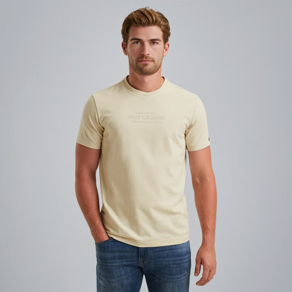 T-shirt met artwork- beige