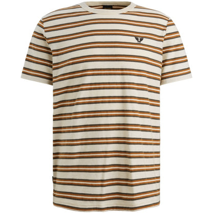 T-shirt gestreept - roestbruin/beige