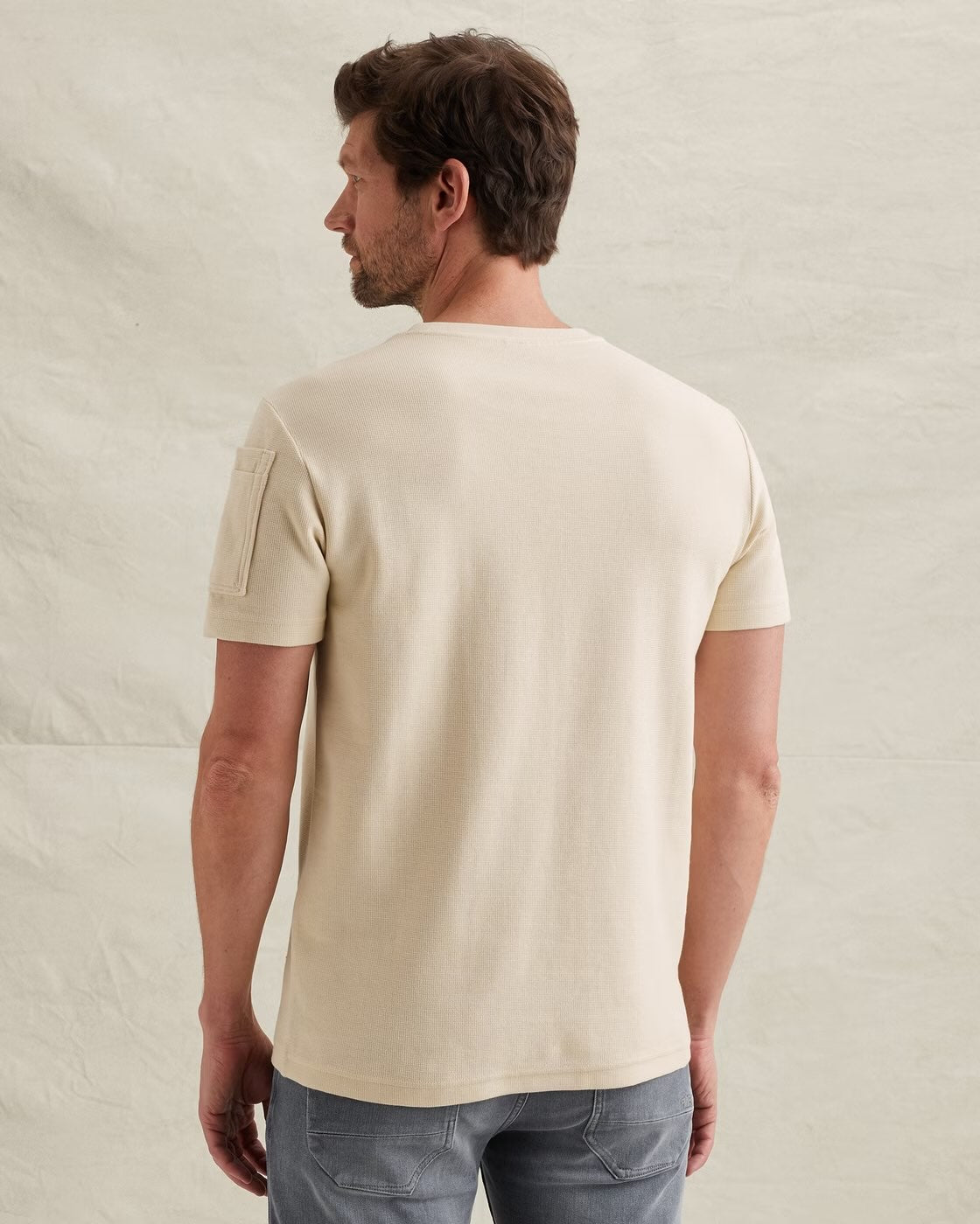 T-shirt met artwork en flight pocket - beige
