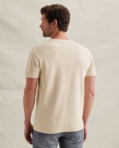 T-shirt met artwork en flight pocket - beige