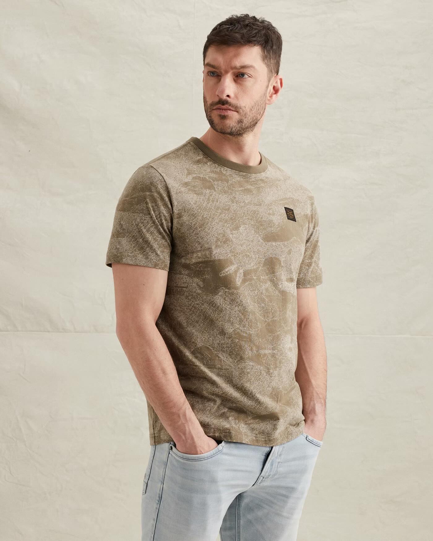 T-shirt jersey met allover print - dusky green