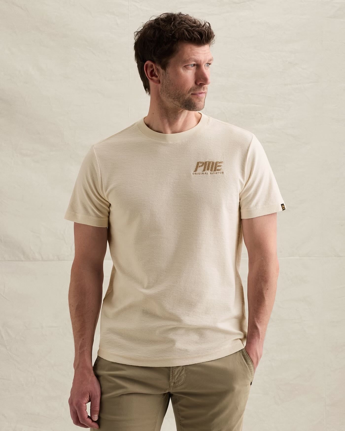 T-shirt jersey jacquard met artwork - egret