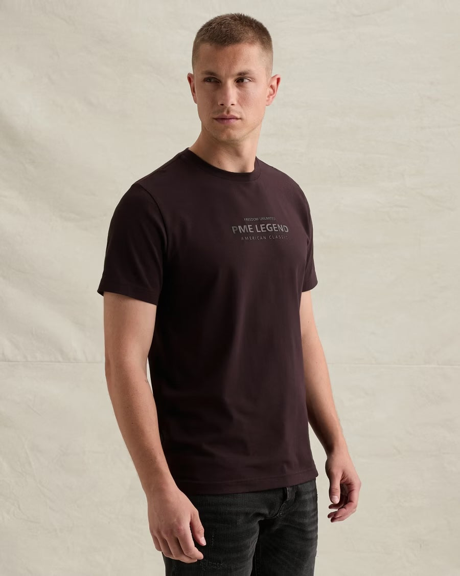T-shirt stretch met artwork - dark aubergine