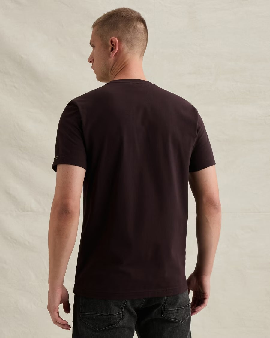 T-shirt stretch met artwork - dark aubergine