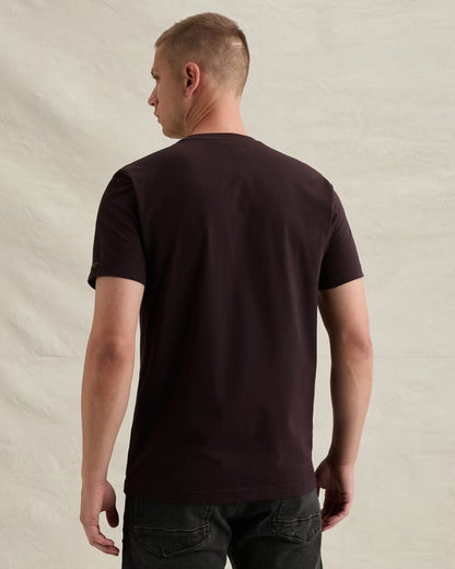T-shirt stretch met artwork - dark aubergine