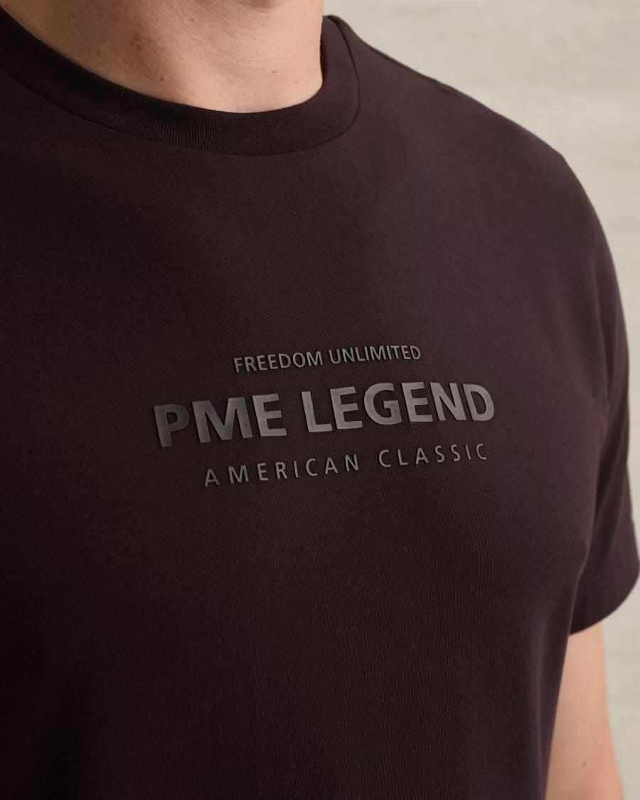 T-shirt stretch met artwork - dark aubergine