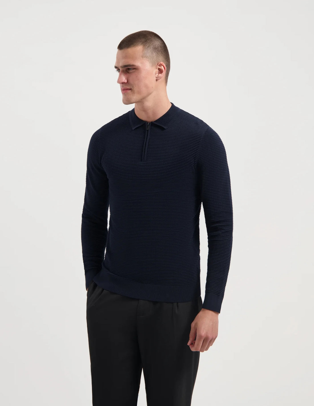 CARLOS trui met rits - blauw