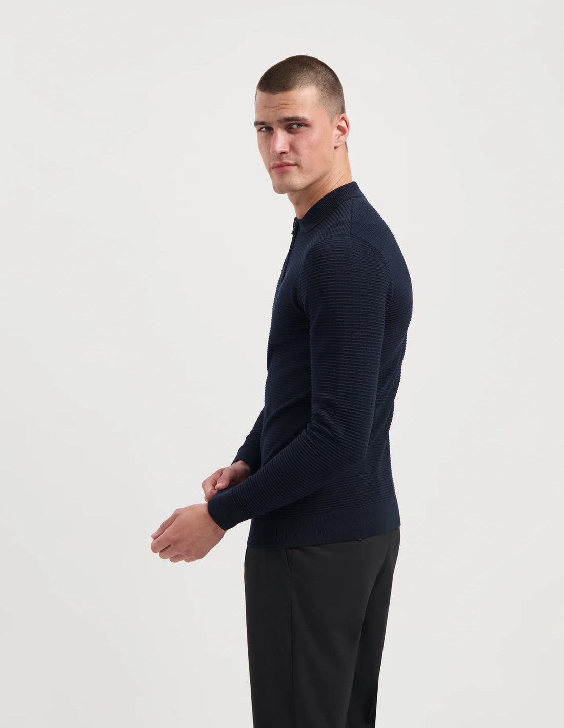CARLOS trui met rits - blauw