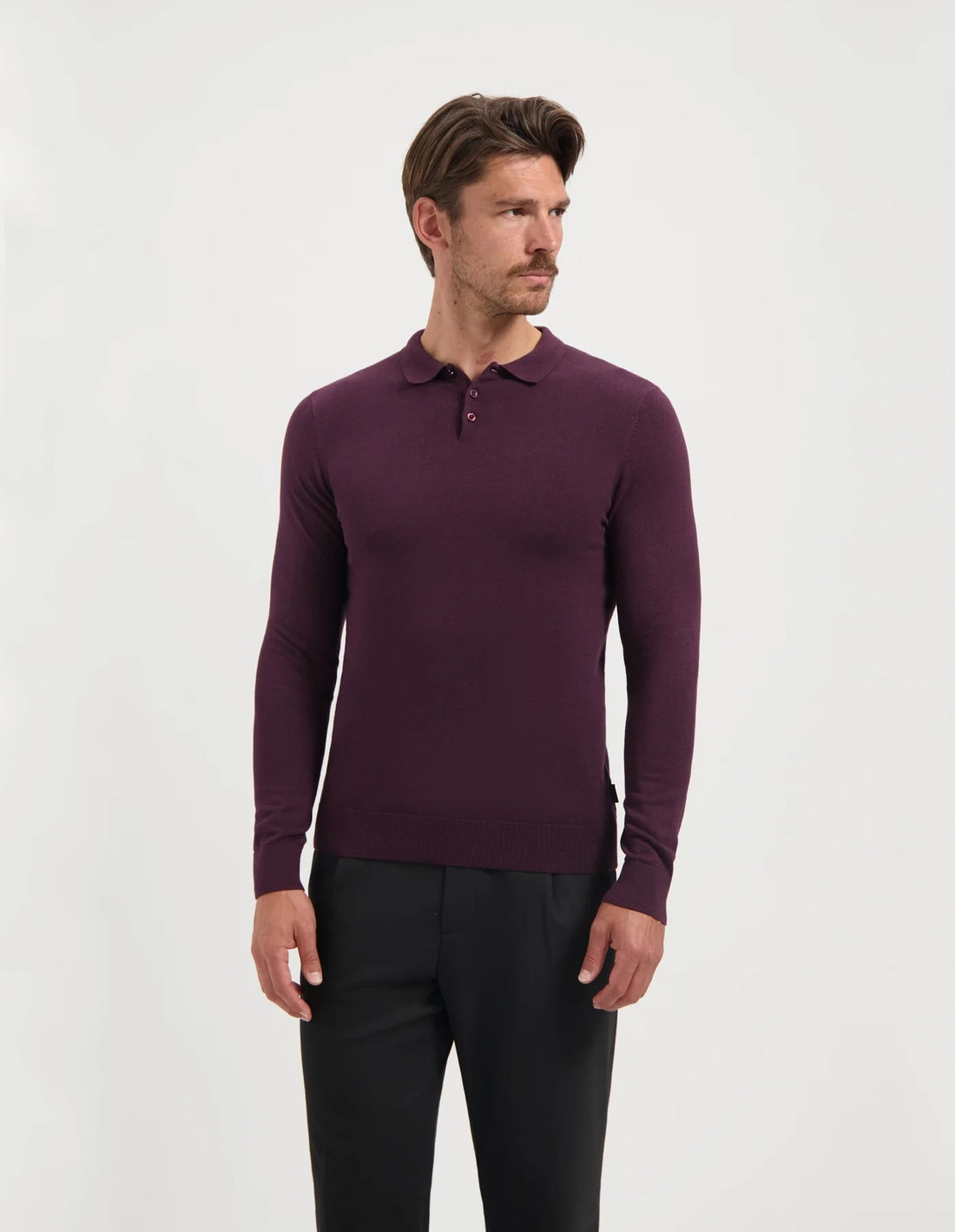 BEREND trui met polokraag - plum melange