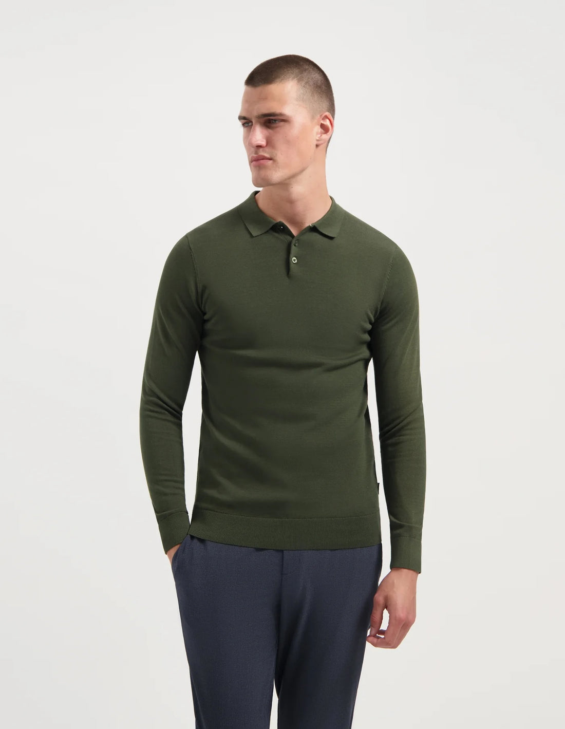 BEREND trui met polokraag - deep forest green