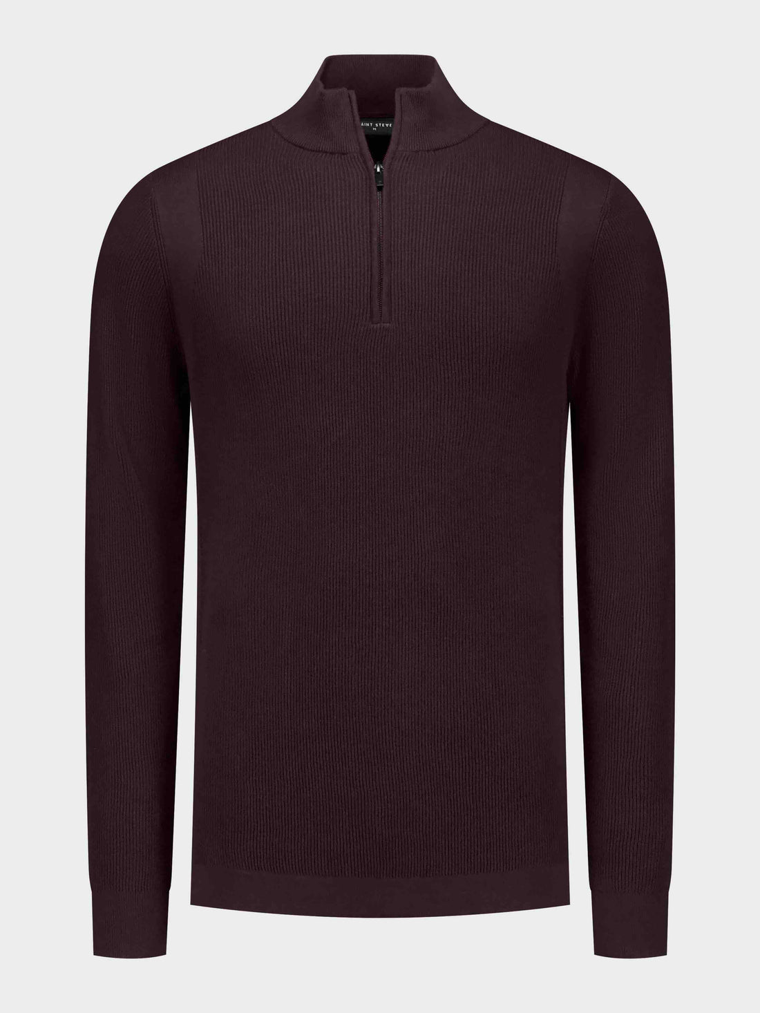 DAMIAN trui met halfzip - plum melange