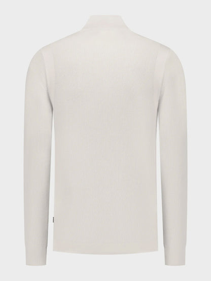 DAMIAN trui met halfzip - stone