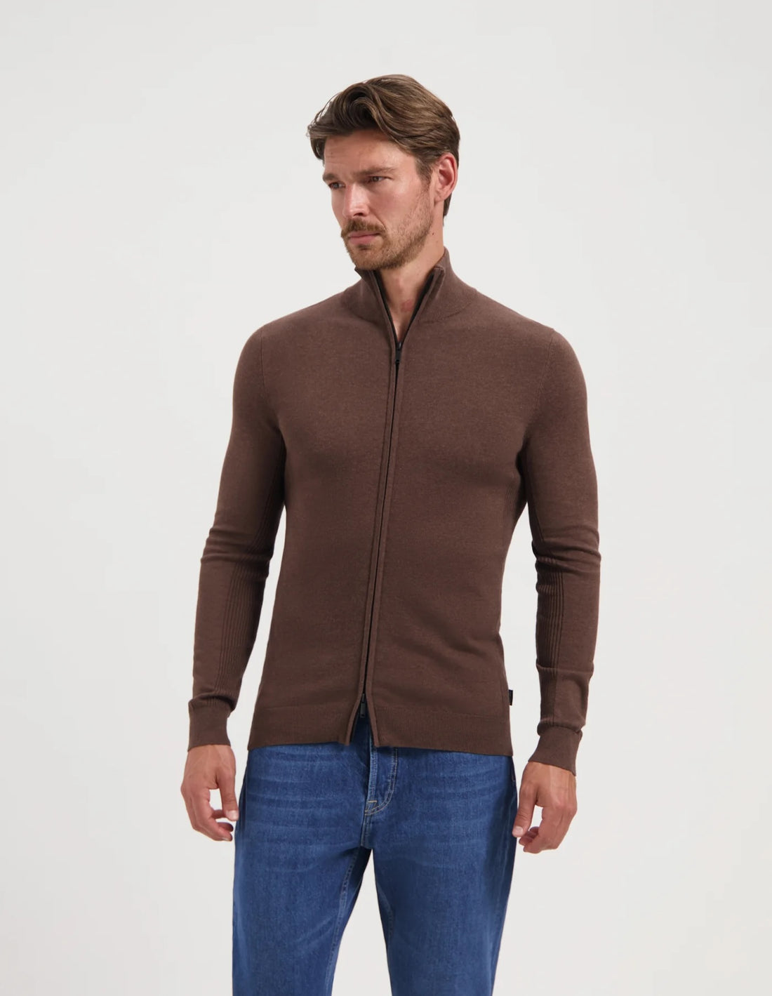 DIRK vest met rits - bruin