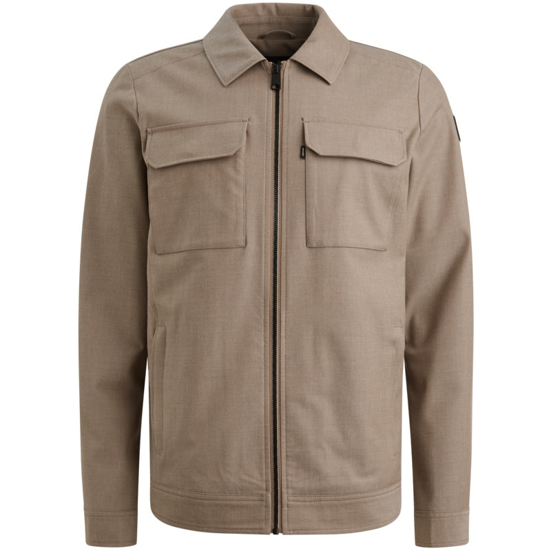 Overshirt met rits - donkerbeige