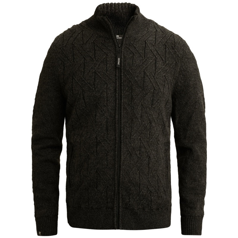 Vest allover patroon met rits en zakken - zwart