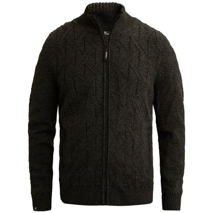 Vest allover patroon met rits en zakken - zwart