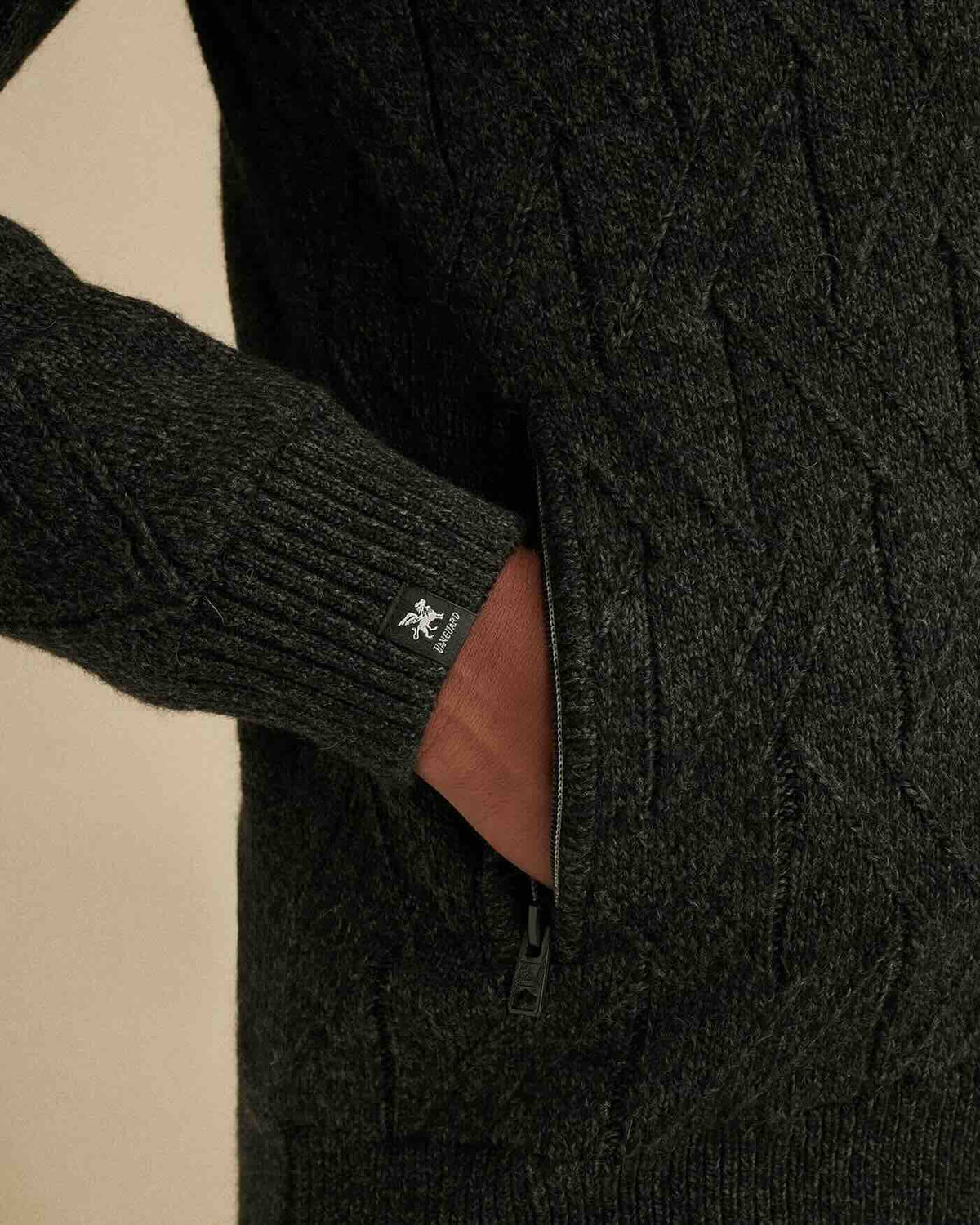 Vest allover patroon met rits en zakken - zwart