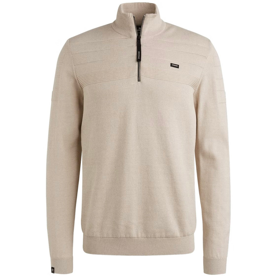 Trui patroon met halve rits - beige