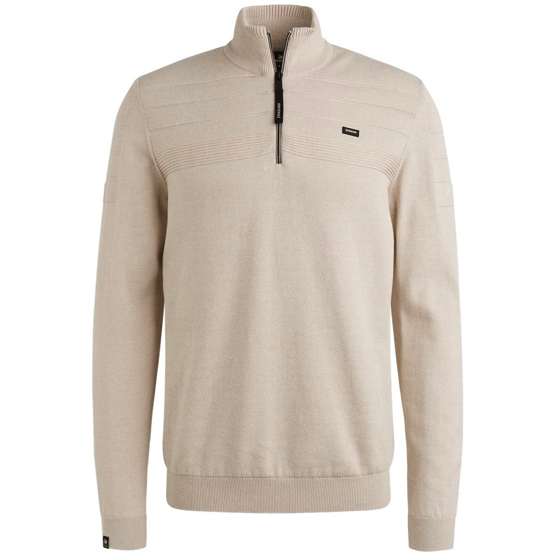 Trui patroon met halve rits - beige