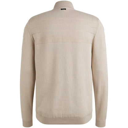 Trui patroon met halve rits - beige