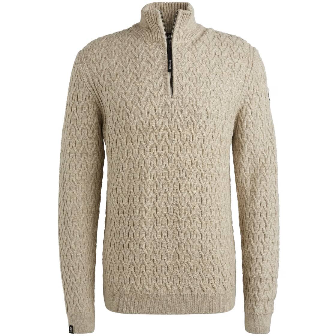 Trui met halve rits - beige