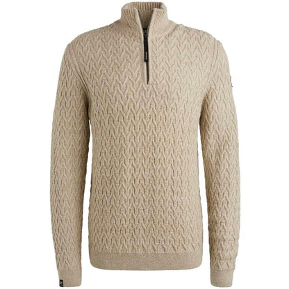 Trui met halve rits - beige
