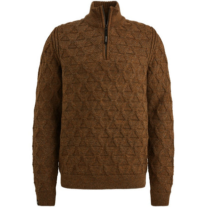 Trui patroon met halve rits - bruin