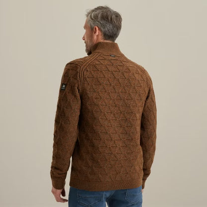 Trui patroon met halve rits - bruin