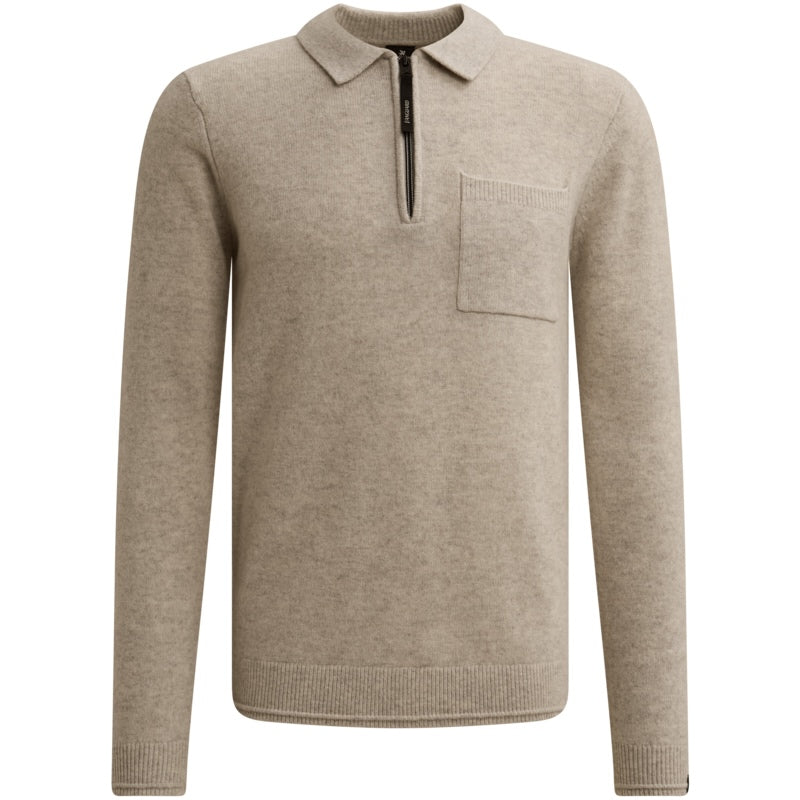 Trui wol met ritssluiting - beige