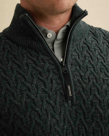 Trui wolblend met halve rits - groen