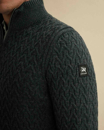 Trui wolblend met halve rits - groen