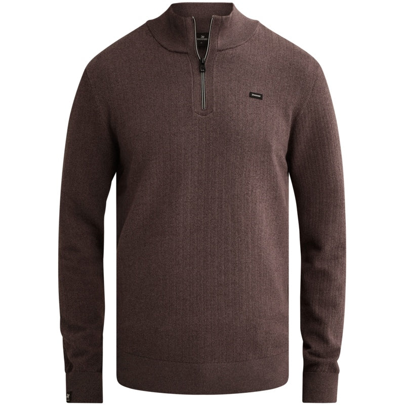 Trui met halve rits - aubergine